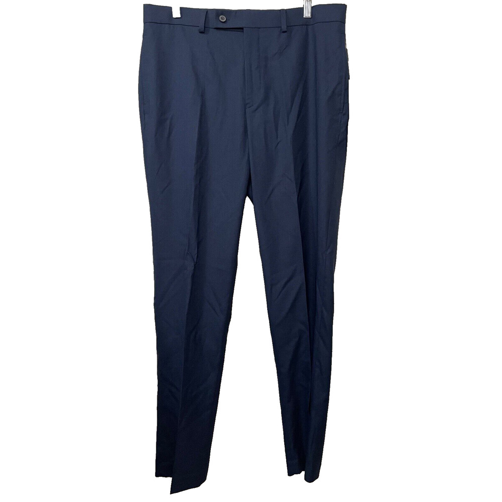 NWT Calvin Klein Men's Slim-Fit Dress Pants in Navy Blue Size 34W 32L